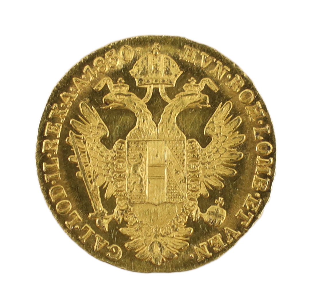 Gold coins, Austrian Empire, Franz I one ducat 1830A, good EF